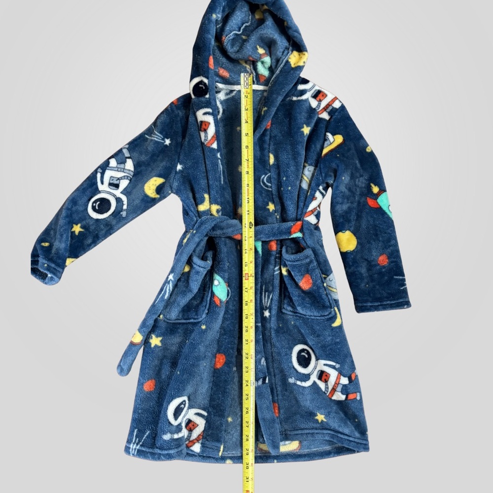 Kids Space Astronaut Fleece Hooded Robe Size 8-10Y Blue - Picture 3 of 5